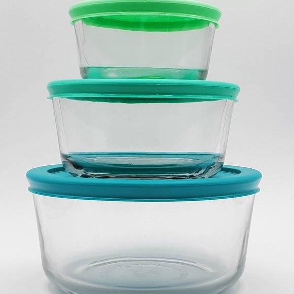 Anchor Hocking 4, 2, & 1 Cup Storage Glass Bowls w/ Lids Bundle - Picture 1 of 11